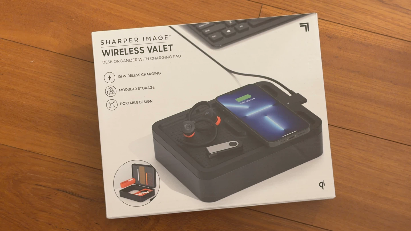 Sharper Image Wireless Valet Desk Organizer with Charging Pad