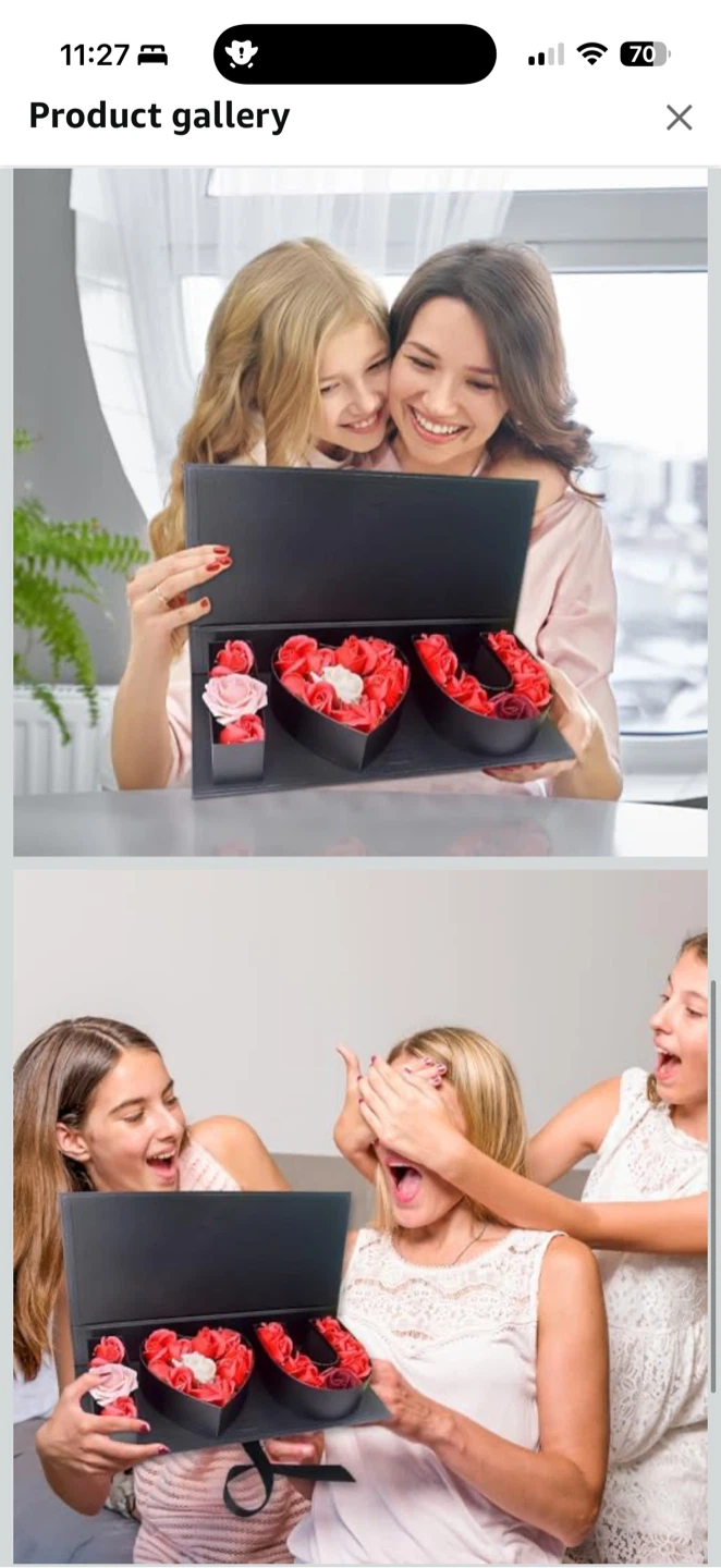 I ❤️ U Flower Gift Box Set – Black (Large & Smaller) - photo 4