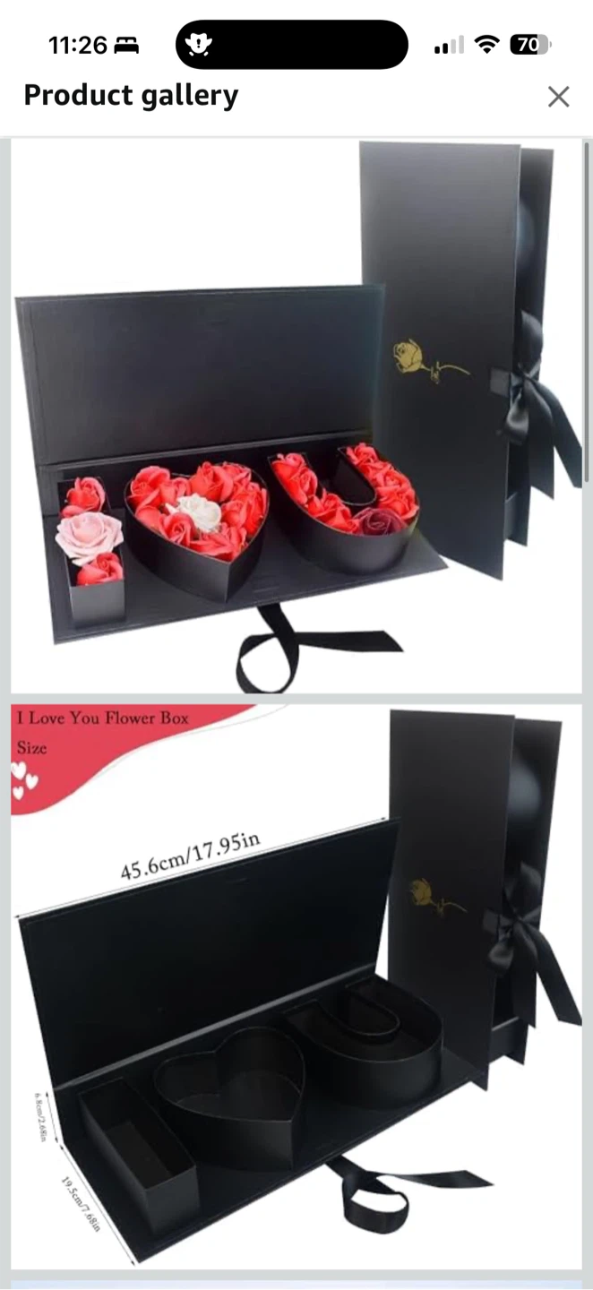 I ❤️ U Flower Gift Box Set – Black (Large & Smaller) - photo 2