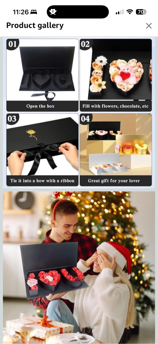 I ❤️ U Flower Gift Box Set – Black (Large & Smaller) - photo 3
