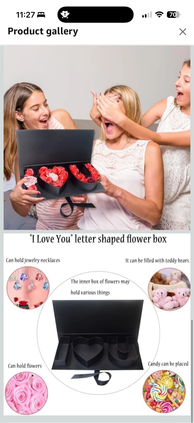 I ❤️ U Flower Gift Box Set – Black (Large & Smaller) - photo 5