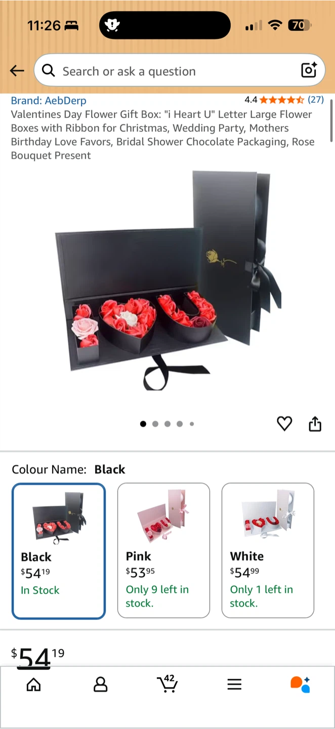 I ❤️ U Flower Gift Box Set – Black (Large & Smaller)