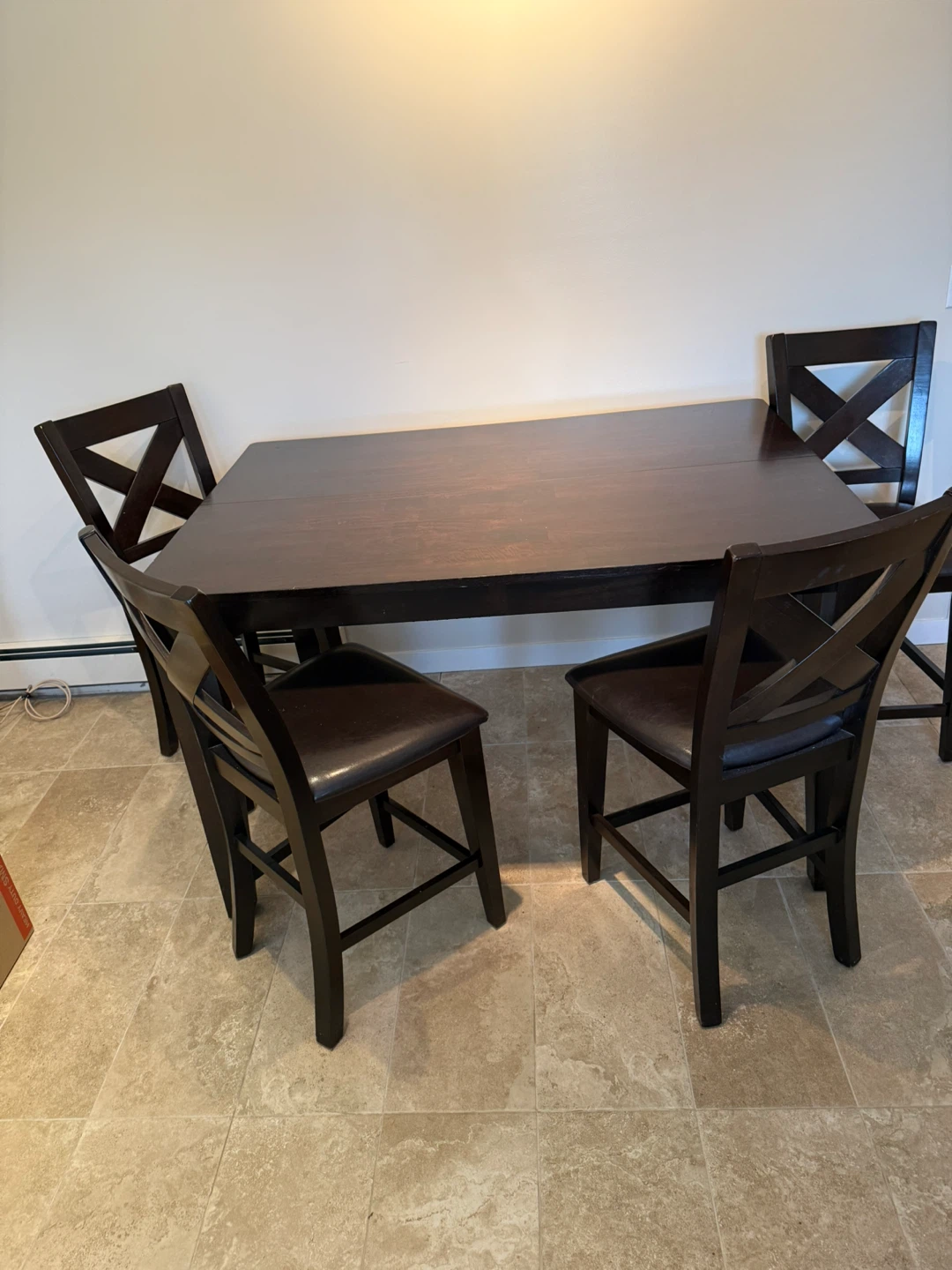 Dark Wood Dining Table Set with 6 Chairs