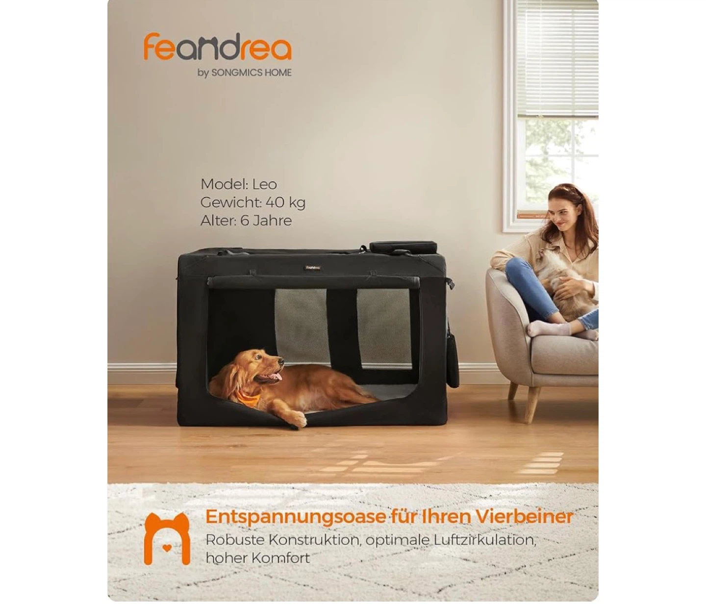 Feandrea by Songmics XXXL Dog Crate Carrier - Black - photo 2