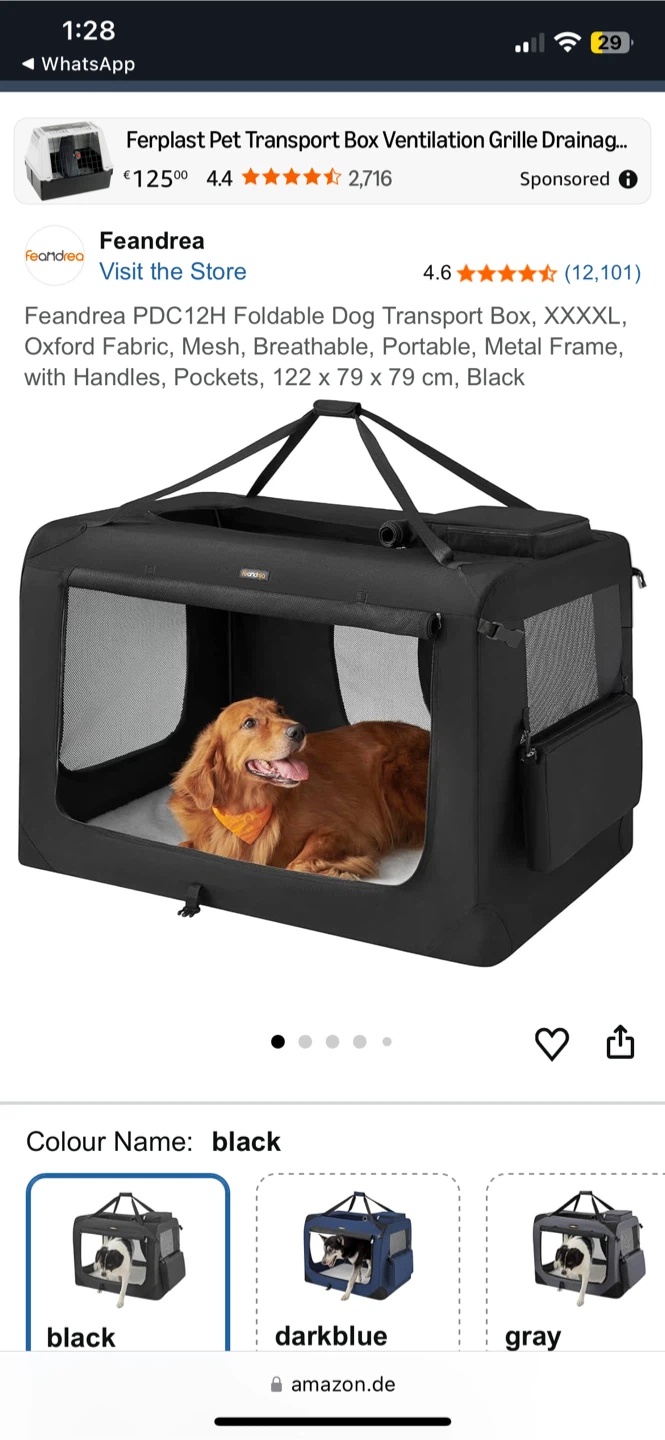 Feandrea Foldable Dog Transport Box XXXL