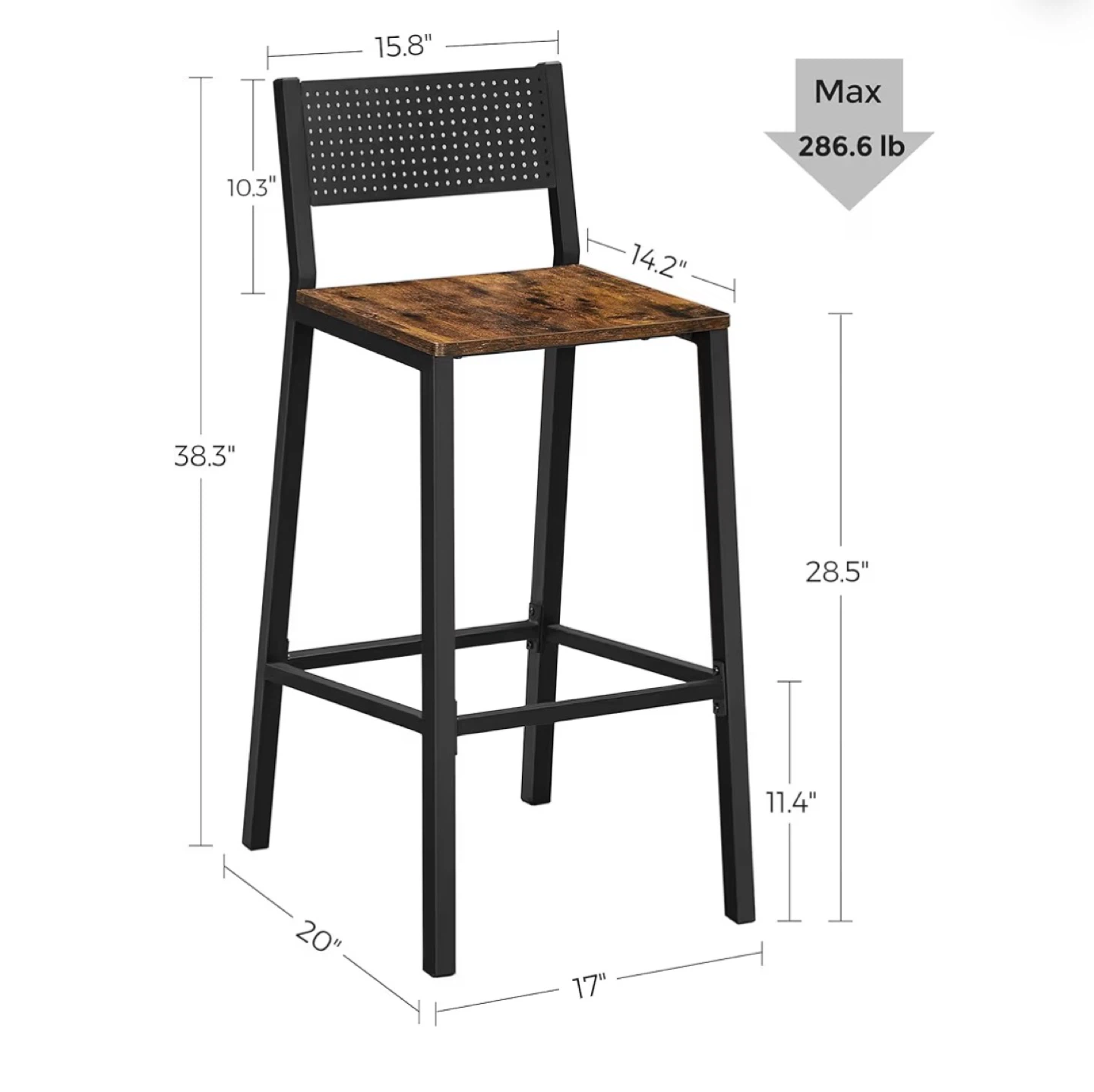 Modern Bar Stool Set of 2- White Frame, Wood Seat - photo 2
