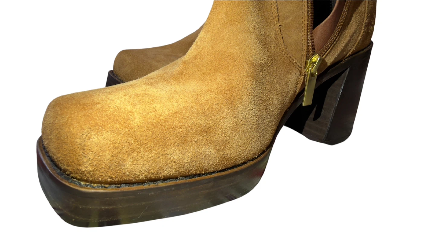 Women's Tan Suede Platform Boots - photo 5