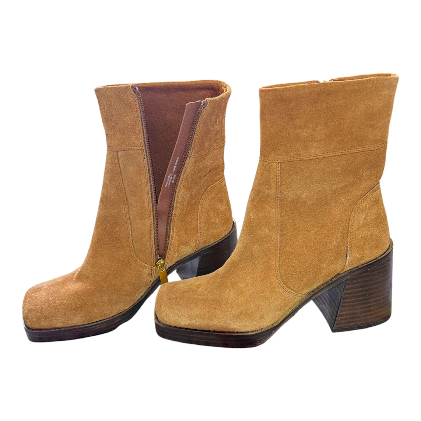 Women's Tan Suede Platform Boots - photo 2
