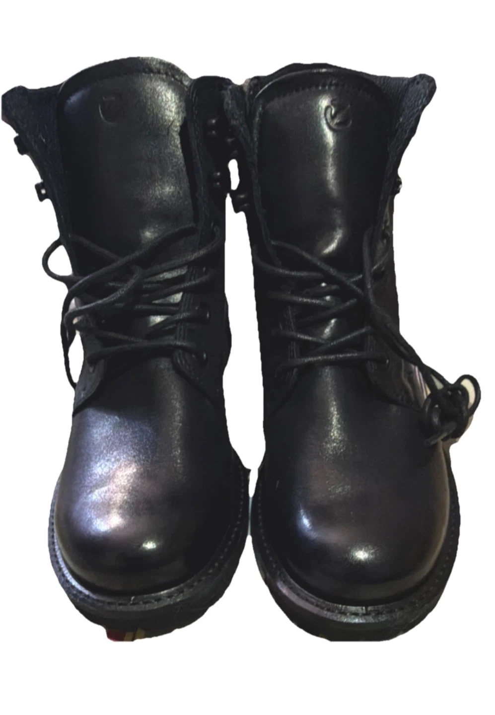 ECCO Black Leather Lace-up Boots - Size 37 EU