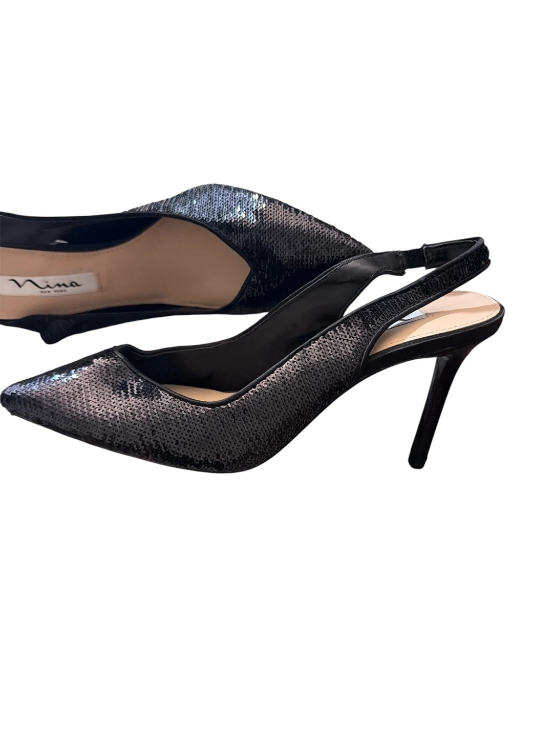 Nina Black Sequin Slingback Heels - photo 5