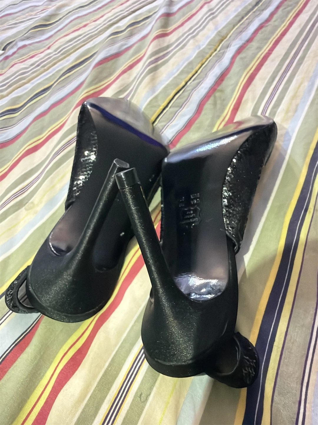 Nina Black Sequin Slingback Heels - photo 4