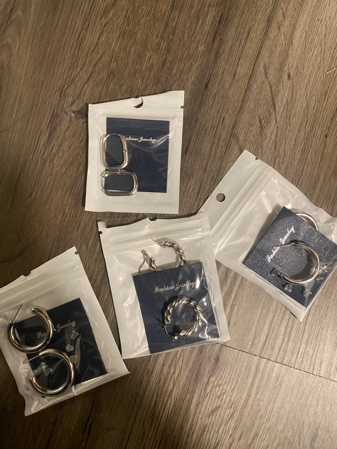 Silver Hoop Earrings Set