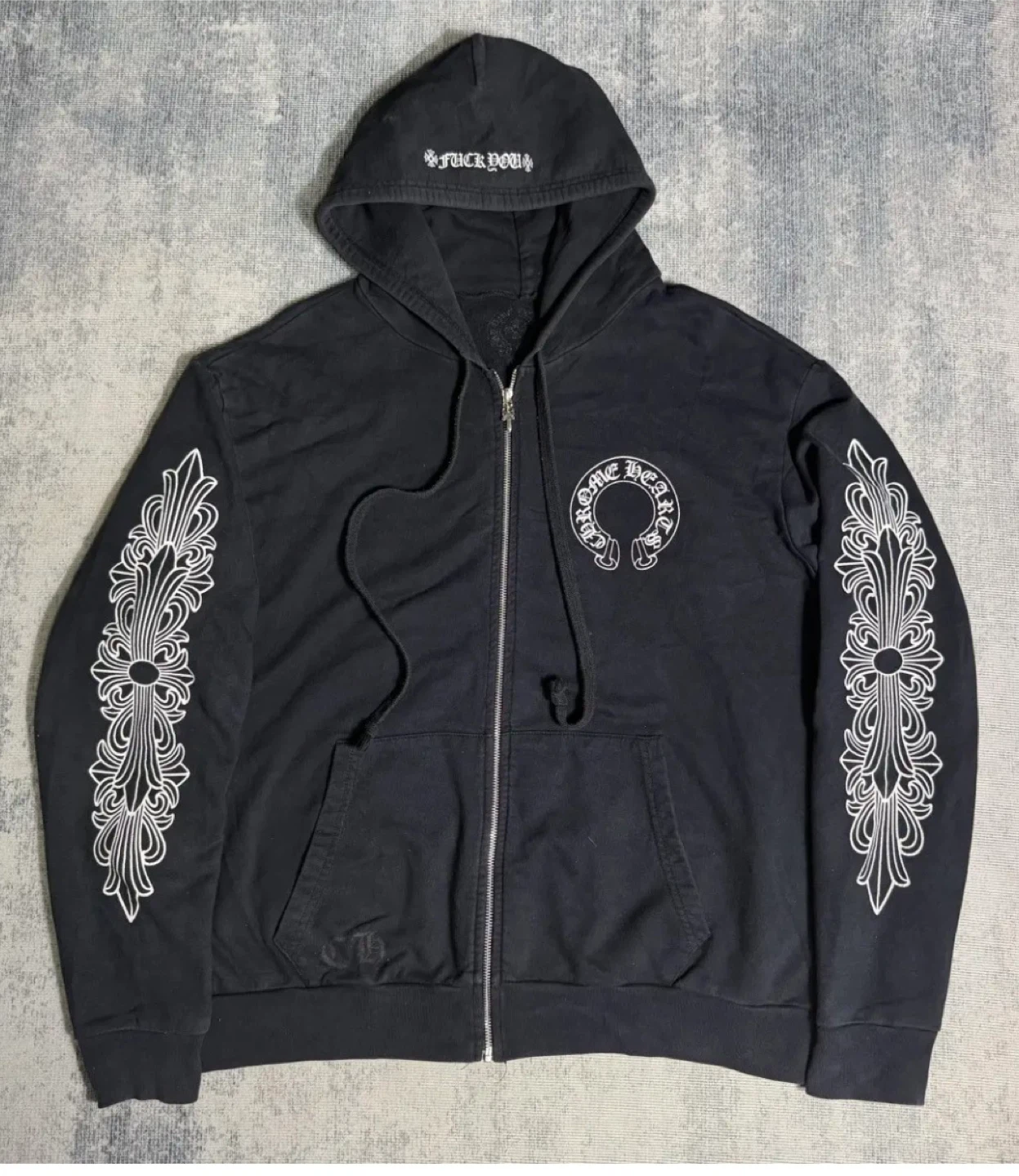 Chrome Hearts Floral Black Full Zip Hoodie