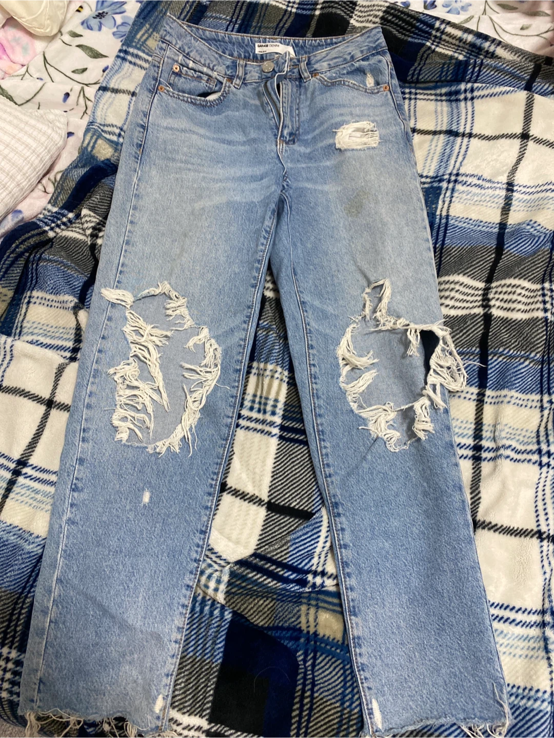 Garage Denim Light Wash Distressed Jeans