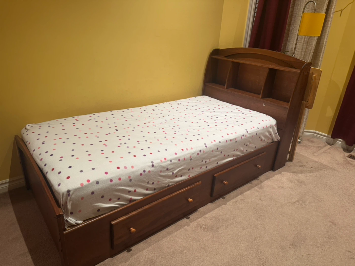 Wooden Twin Bed Frame with Storage Drawers& 1 nightstand - photo 3