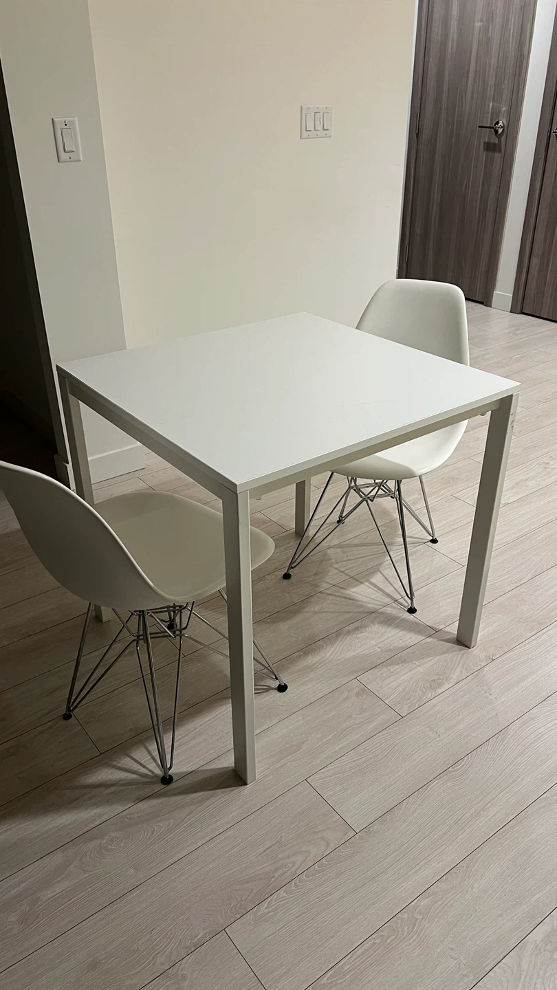 IKEA White Dining Table and 2 Chairs Set