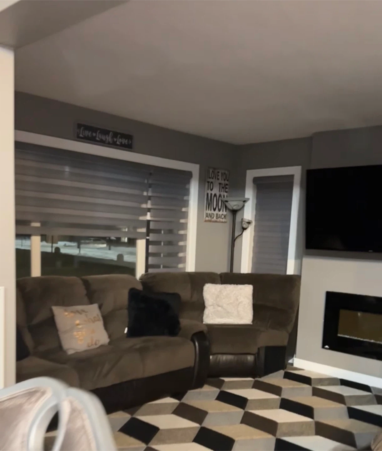 Brown suede / leather Sectional Couch