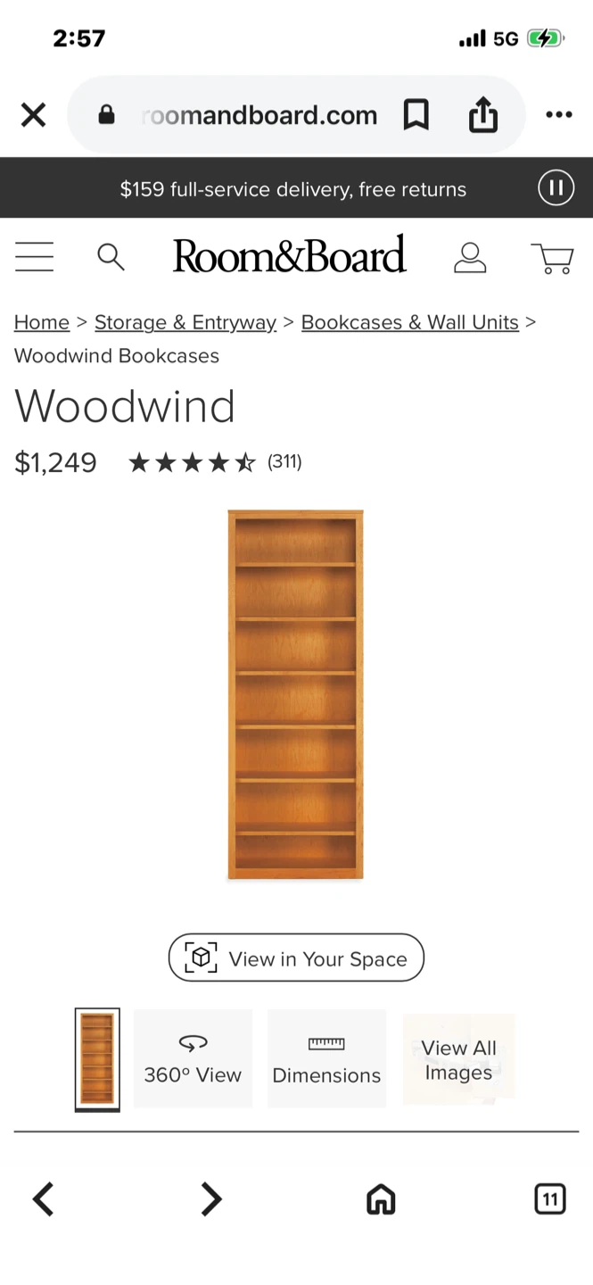 Room & Board Woodwind 8-Shelf Bookcase - photo 2