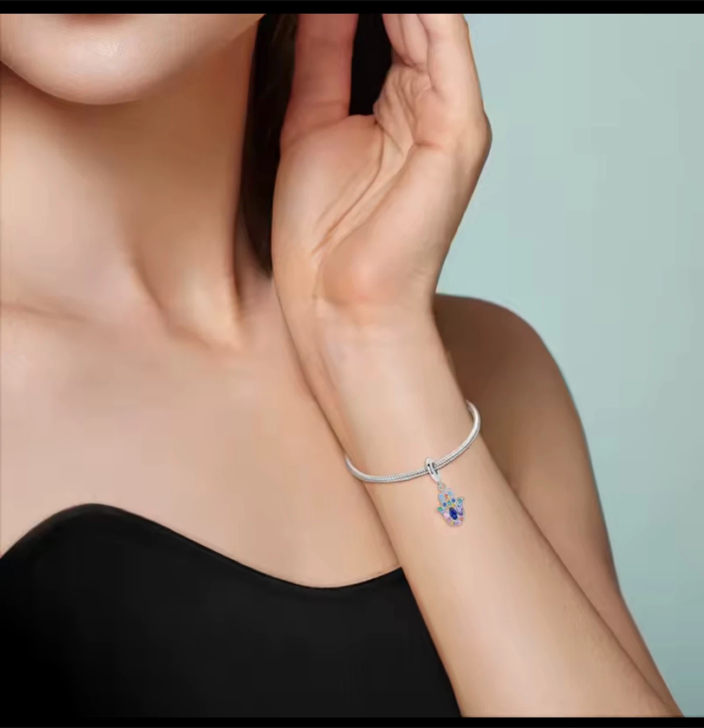 🥕Hamsa Hand Charm Bead Sterling Silver - photo 4
