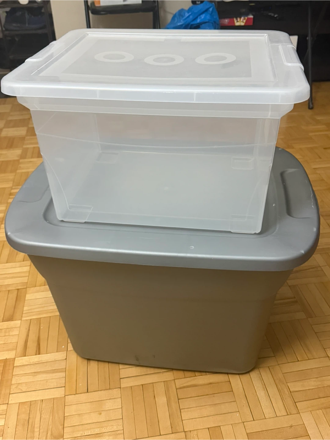 Set of 2 Plastic Storage Bins with Lids