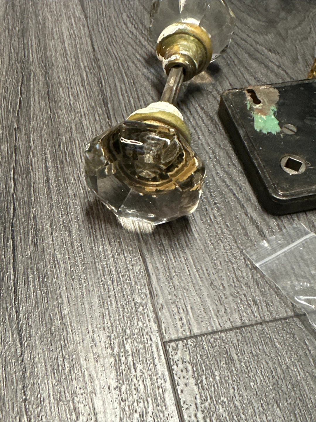 Vintage Glass Crystal Doorknob Set with Lock Mechanism - photo 2