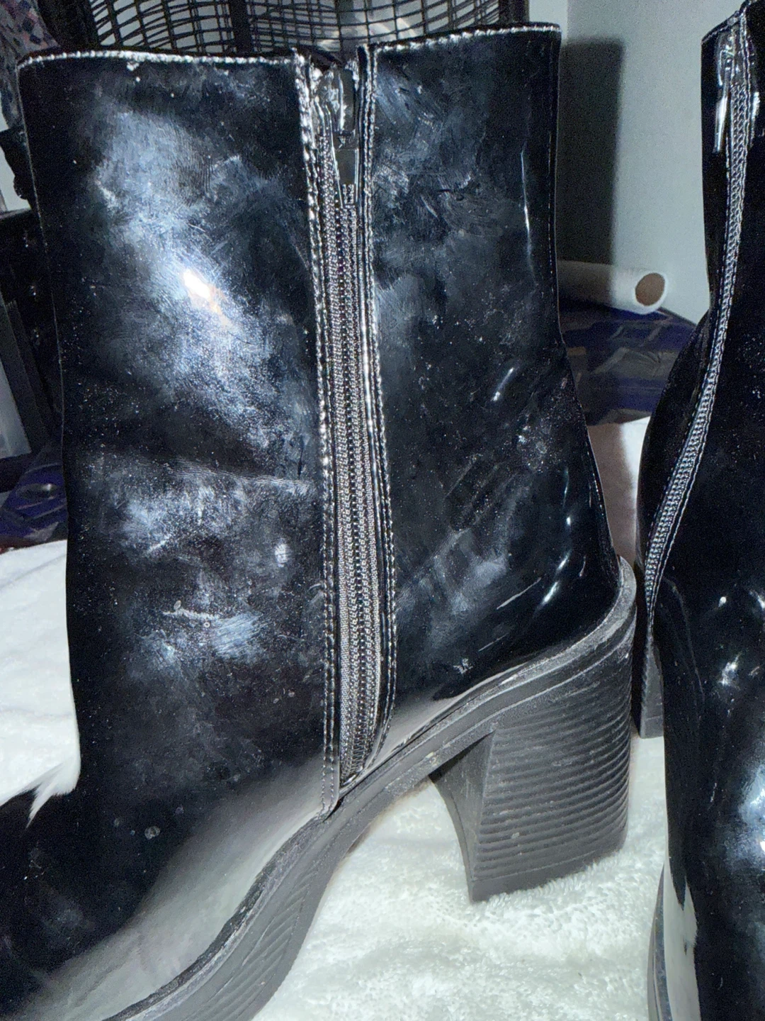 Black Patent Platform Ankle Boots - photo 2