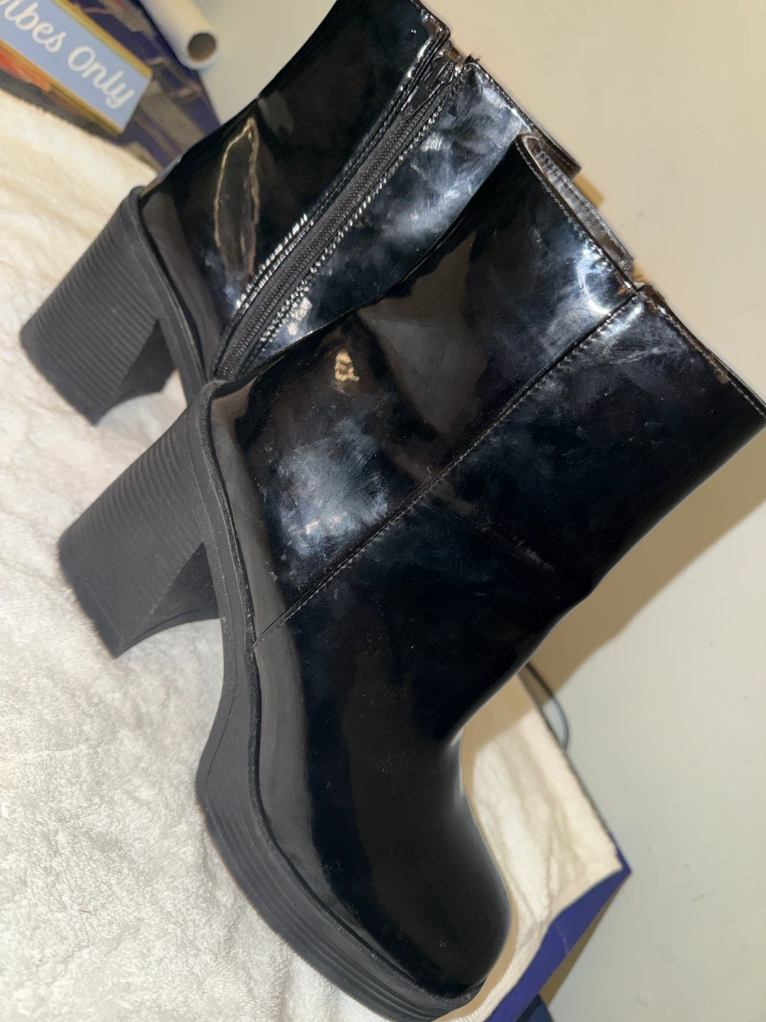 Black Patent Platform Ankle Boots - photo 4
