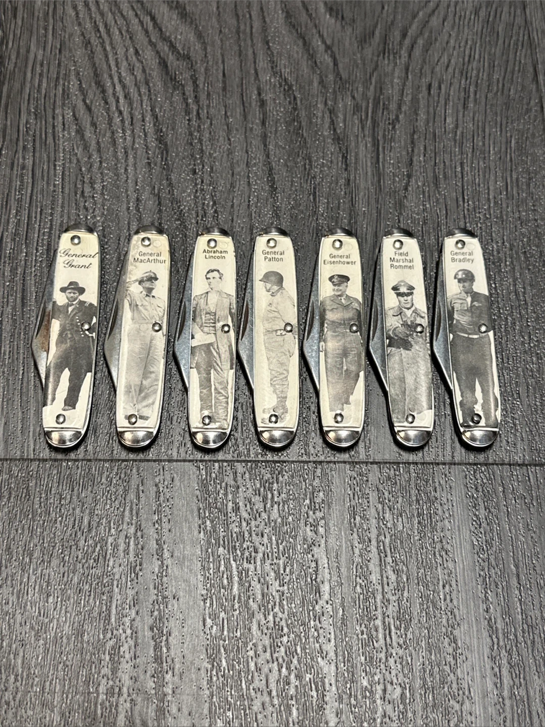 Set of 7 Collectible Pocket Knives US Army Generals Set