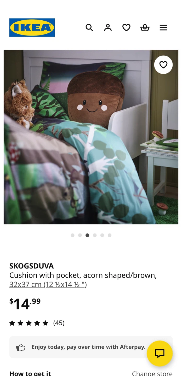 IKEA SKOGSDUVA Acorn Cushion with Pocket