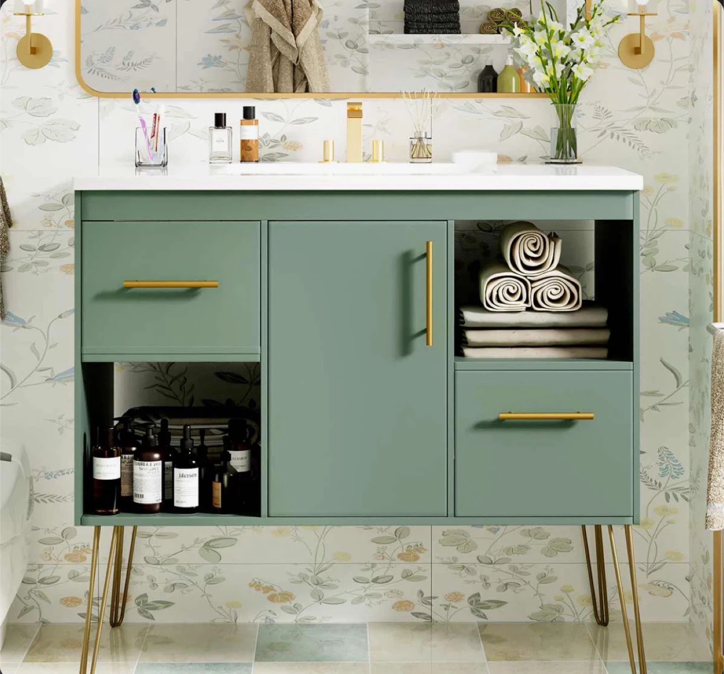 36" Bathroom Vanity with Resin Sink Combo