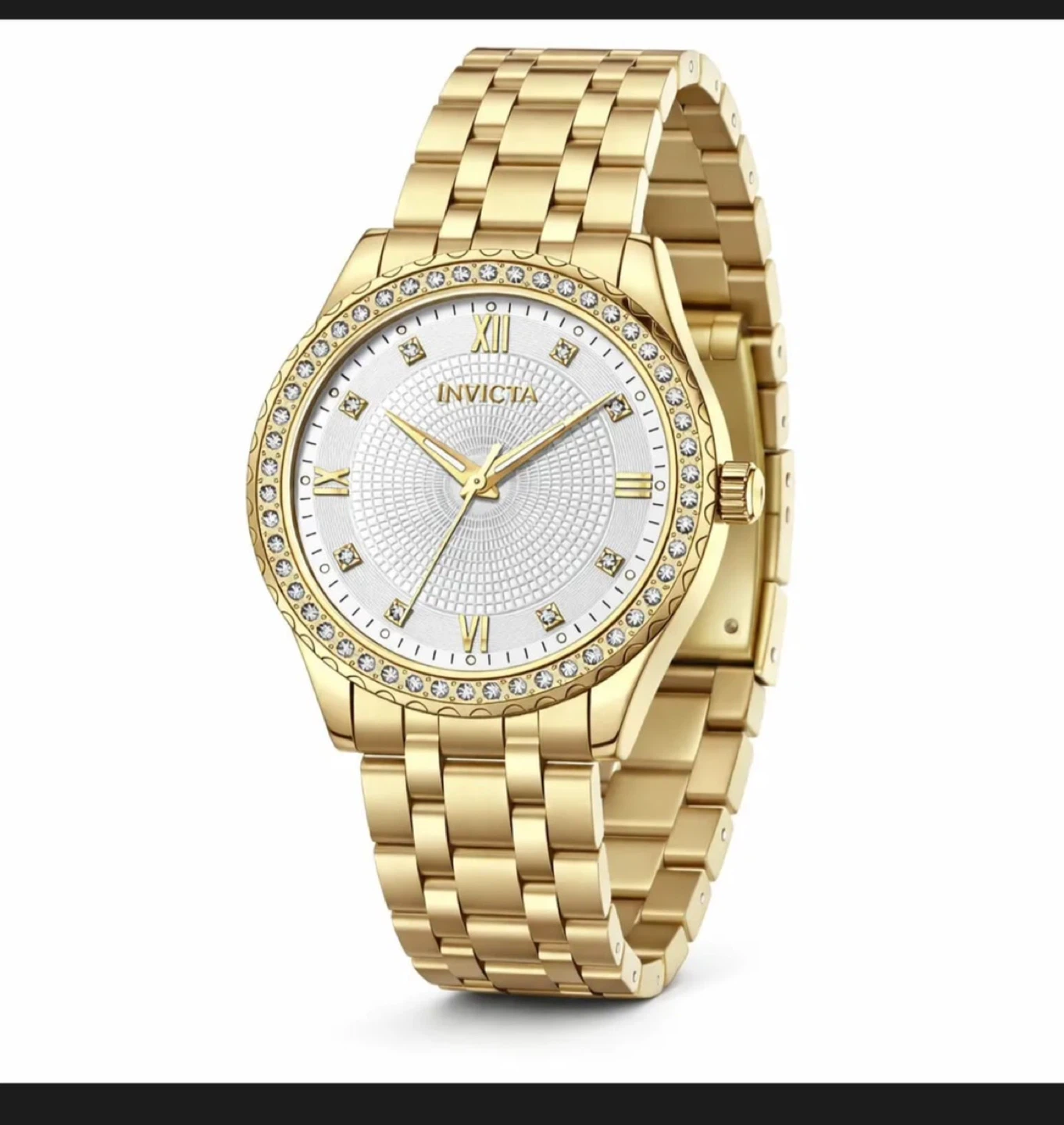 Invicta men’s Gold Tone Crystal Bezel Watch