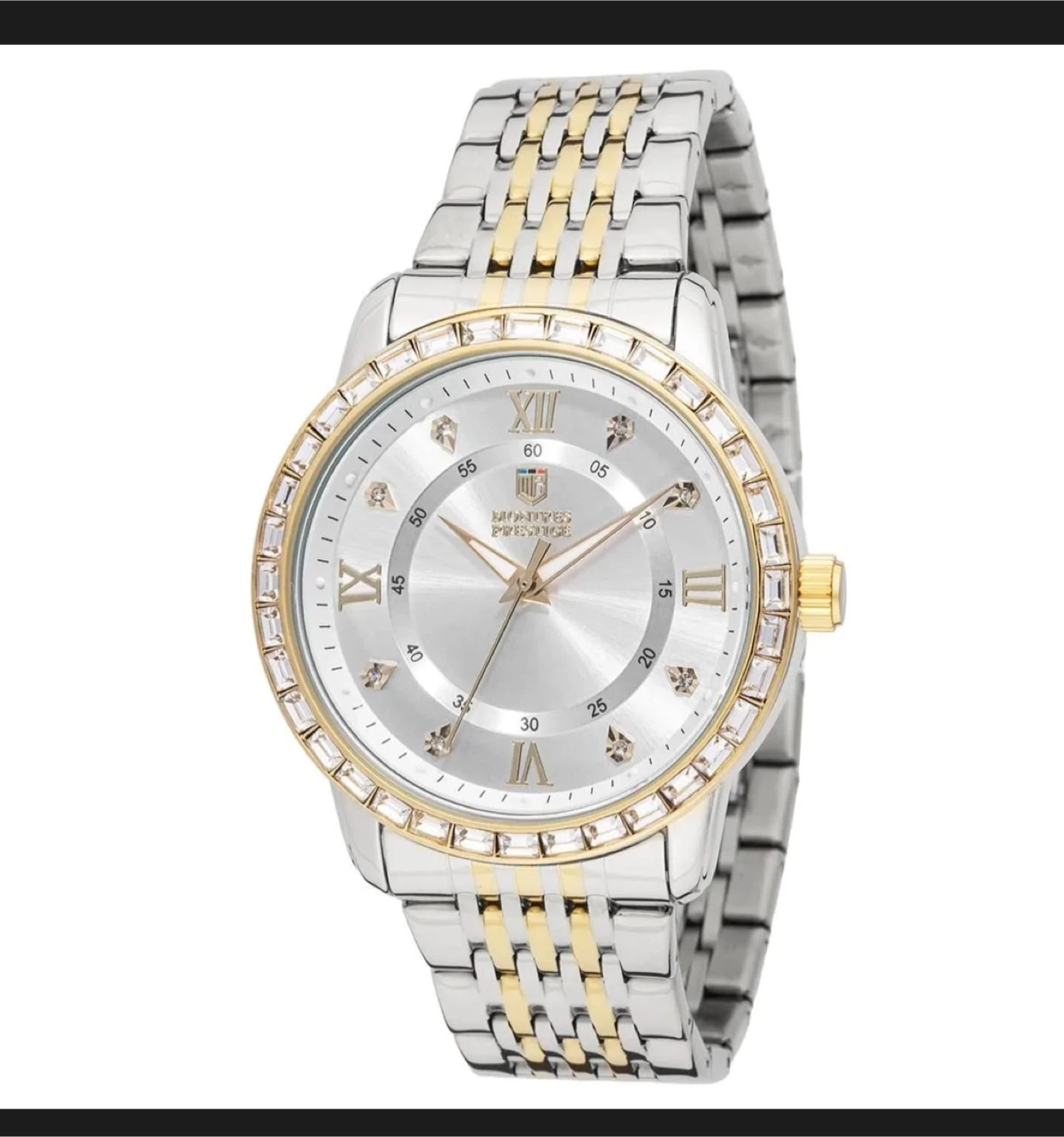 Monites Prestige men’s Watch Silver and Gold Tone Crystal Bezel