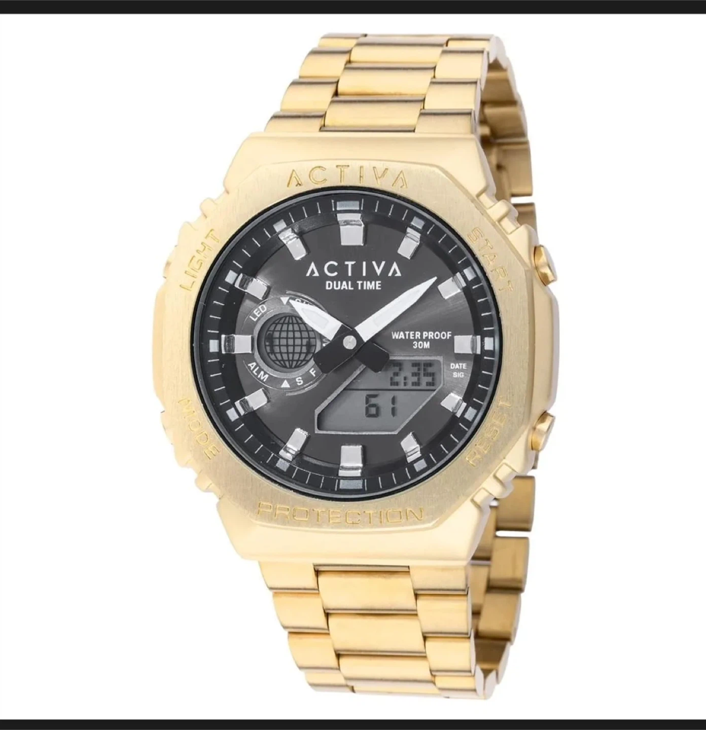Activa Dual Time Gold Watch