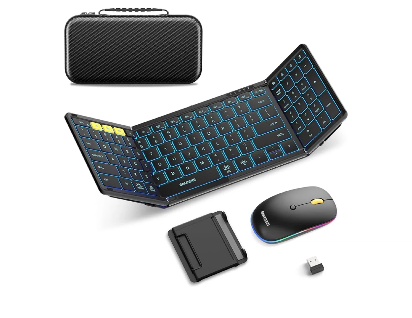 SAMSERS Foldable Bluetooth Keyboard with Mouse and Case