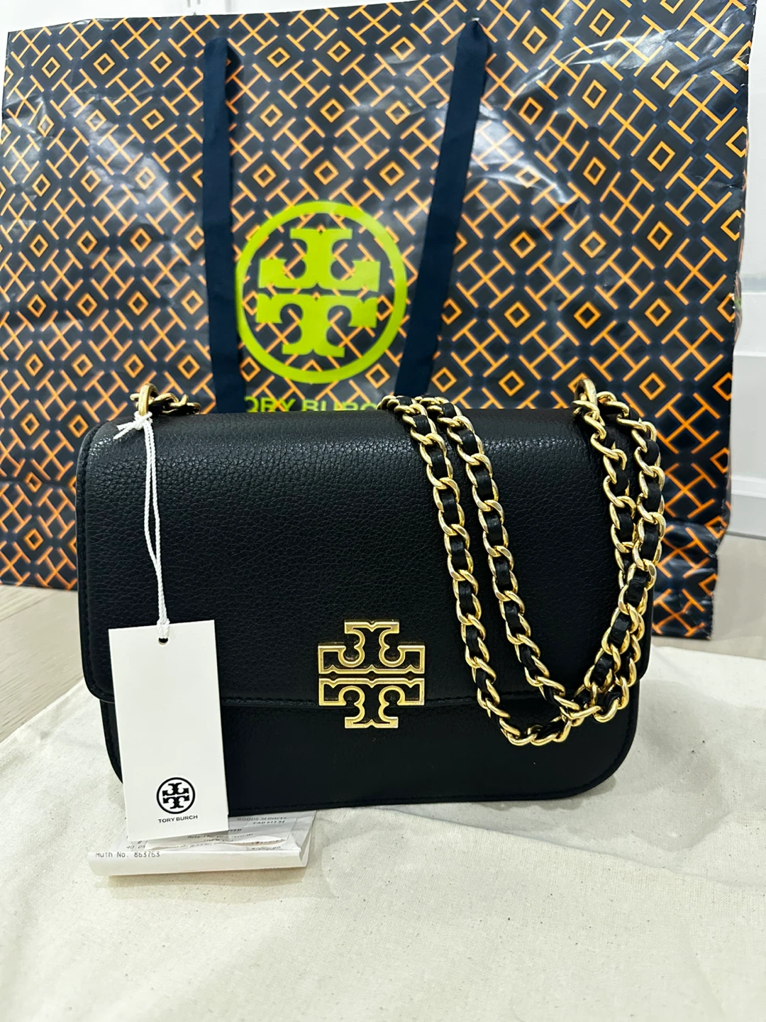 Tory Burch Black Britten Leather Chain Shoulder Bag