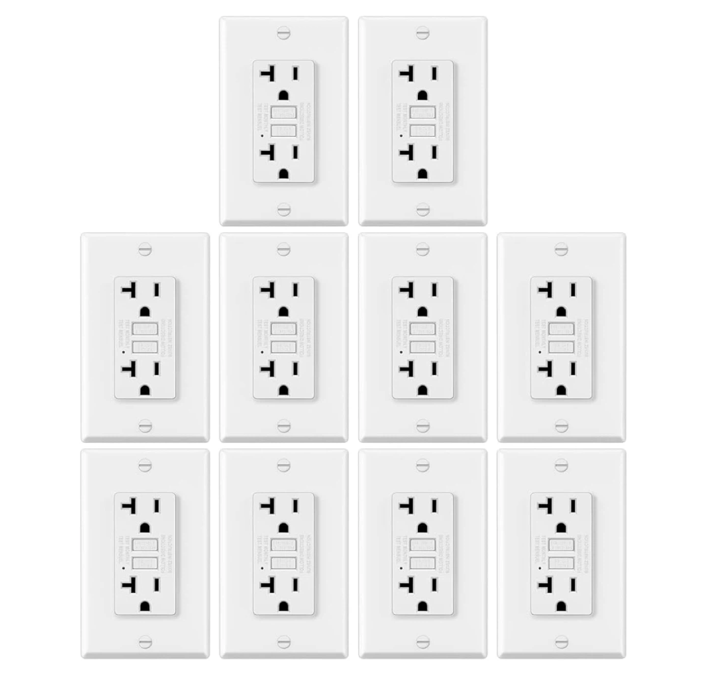 10 Pack Tamper-Resistant GFCI Outlet Receptacles