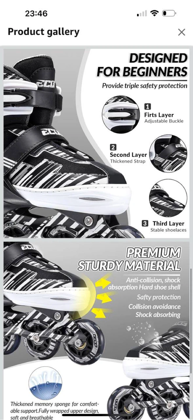 ECOO Adjustable Inline Skates with Light Up Wheel - photo 4