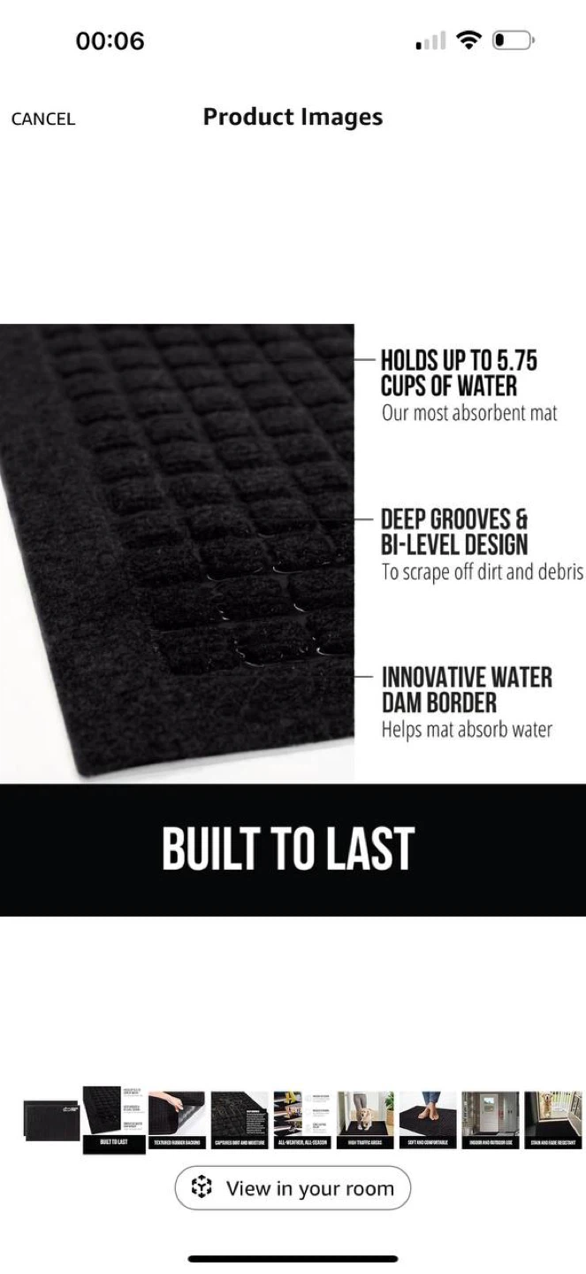 GORILLA GRIP HydroAbsorb Front Door Mats 2-Pack - photo 2