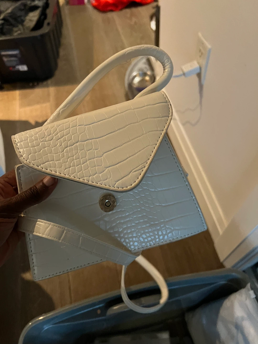 Pickup only White Crocodile Embossed Handbag