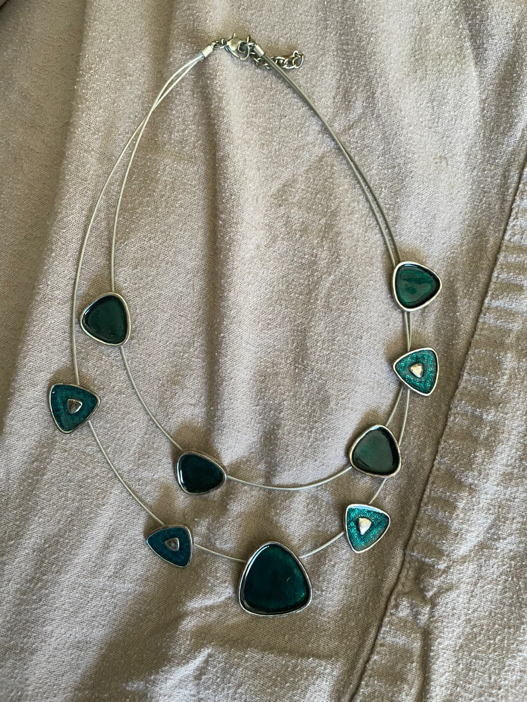 Double Strand Teal Pendant Necklace - photo 2