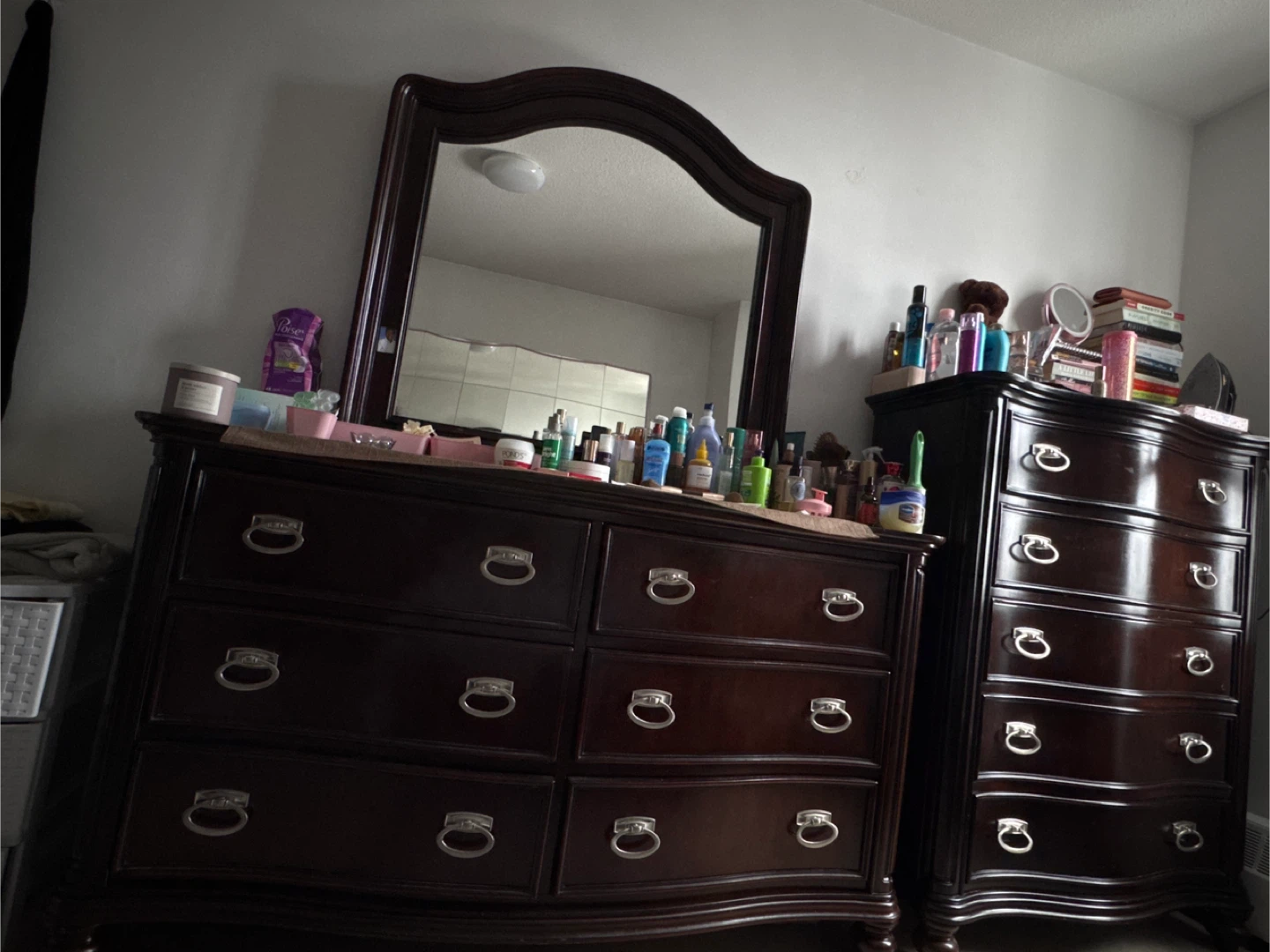 Dark Wood Dresser with Mirror