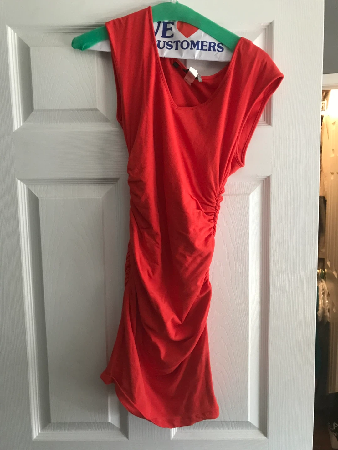 Guess Red Ruched Sleeveless Dress - Medium