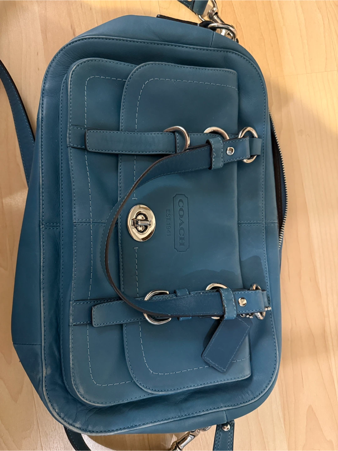 Coach teal leather satchel