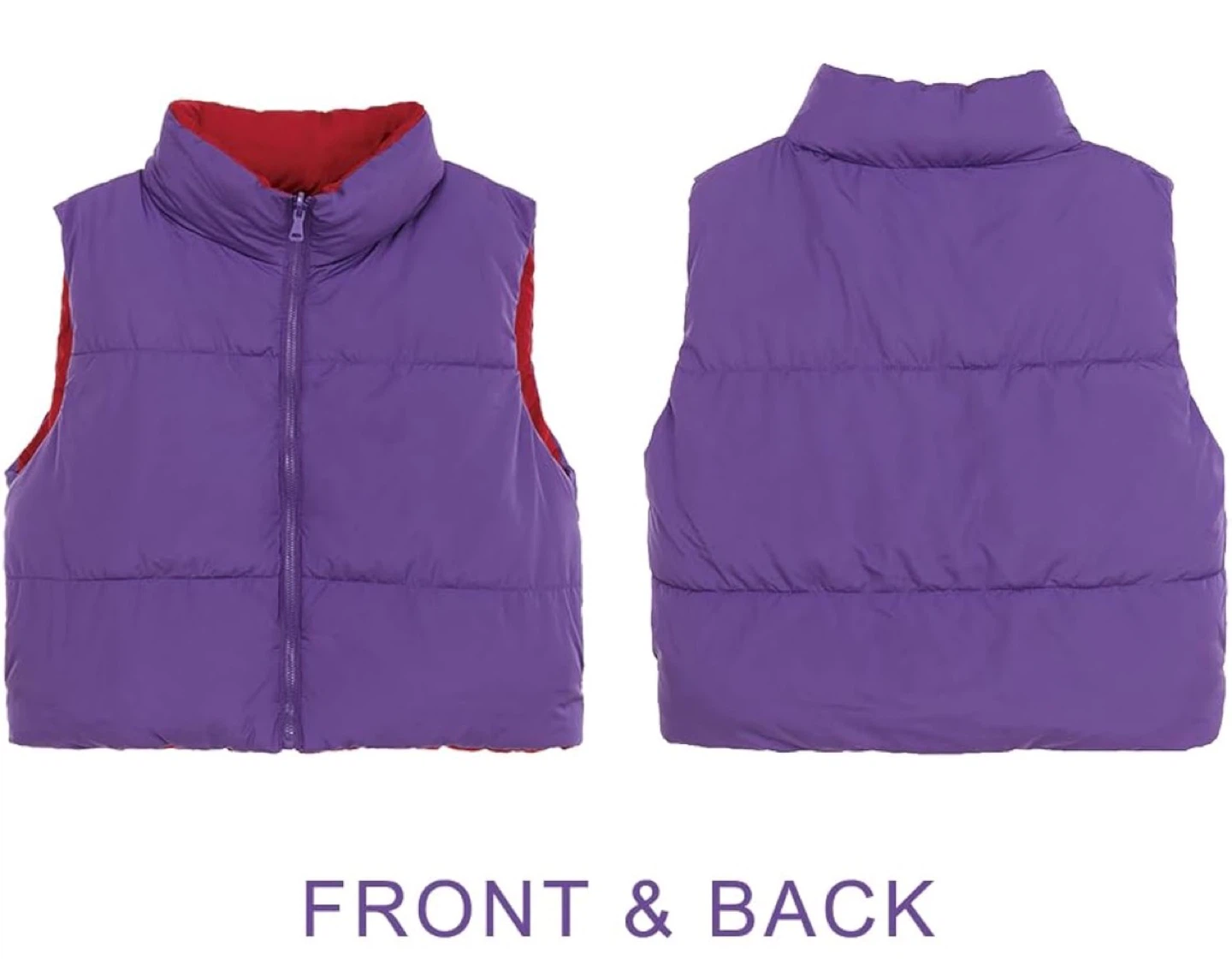 NEW! Purple and Red Reversible Crop Puffer Vest - photo 2