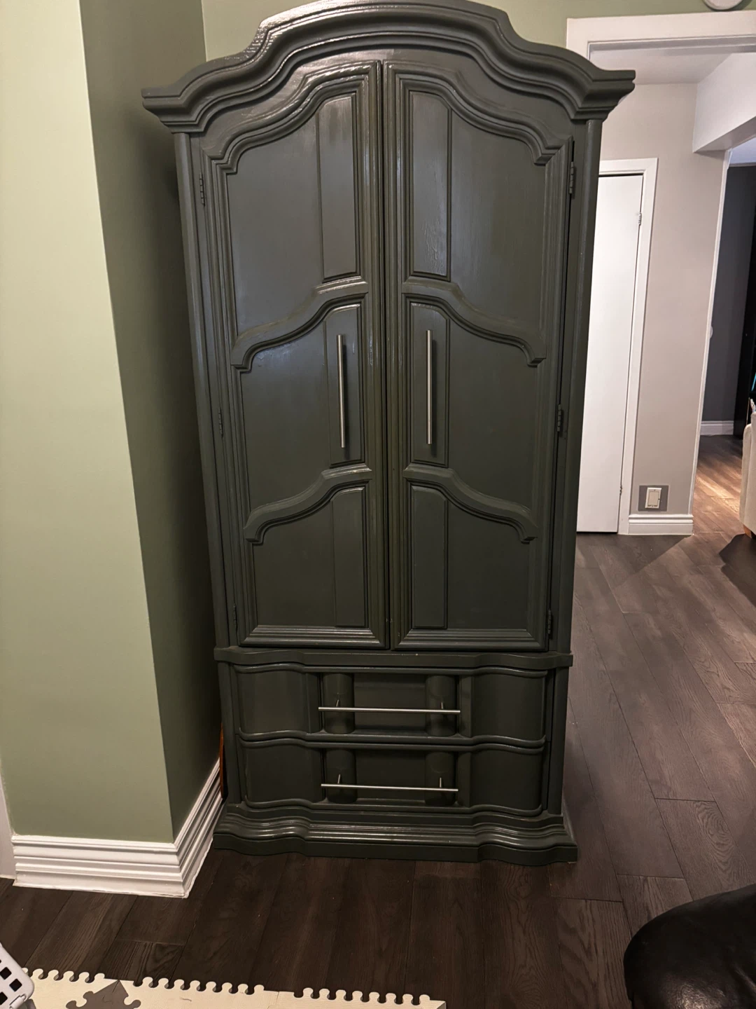 Dark Grey Armoire with Drawers