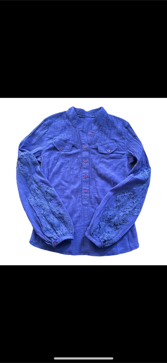 Purple Long Sleeve Blouse XS/S 100%cotton - photo 2