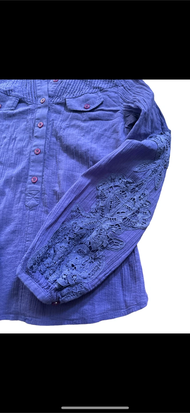 Purple Long Sleeve Blouse XS/S 100%cotton - photo 3