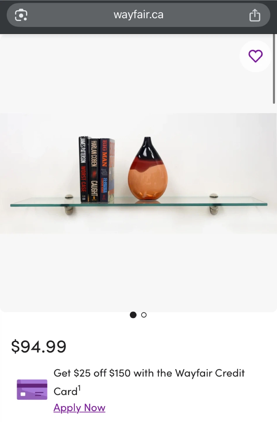 Glass Shelf with Chrome Brackets - photo 3