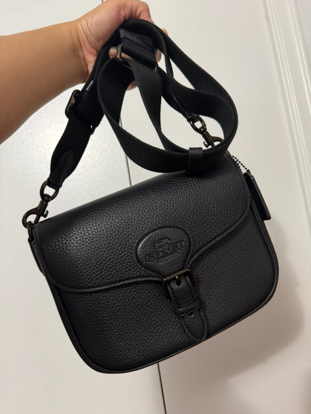 Coach Amelia Saddle Bag - Black Leather and Black hardware