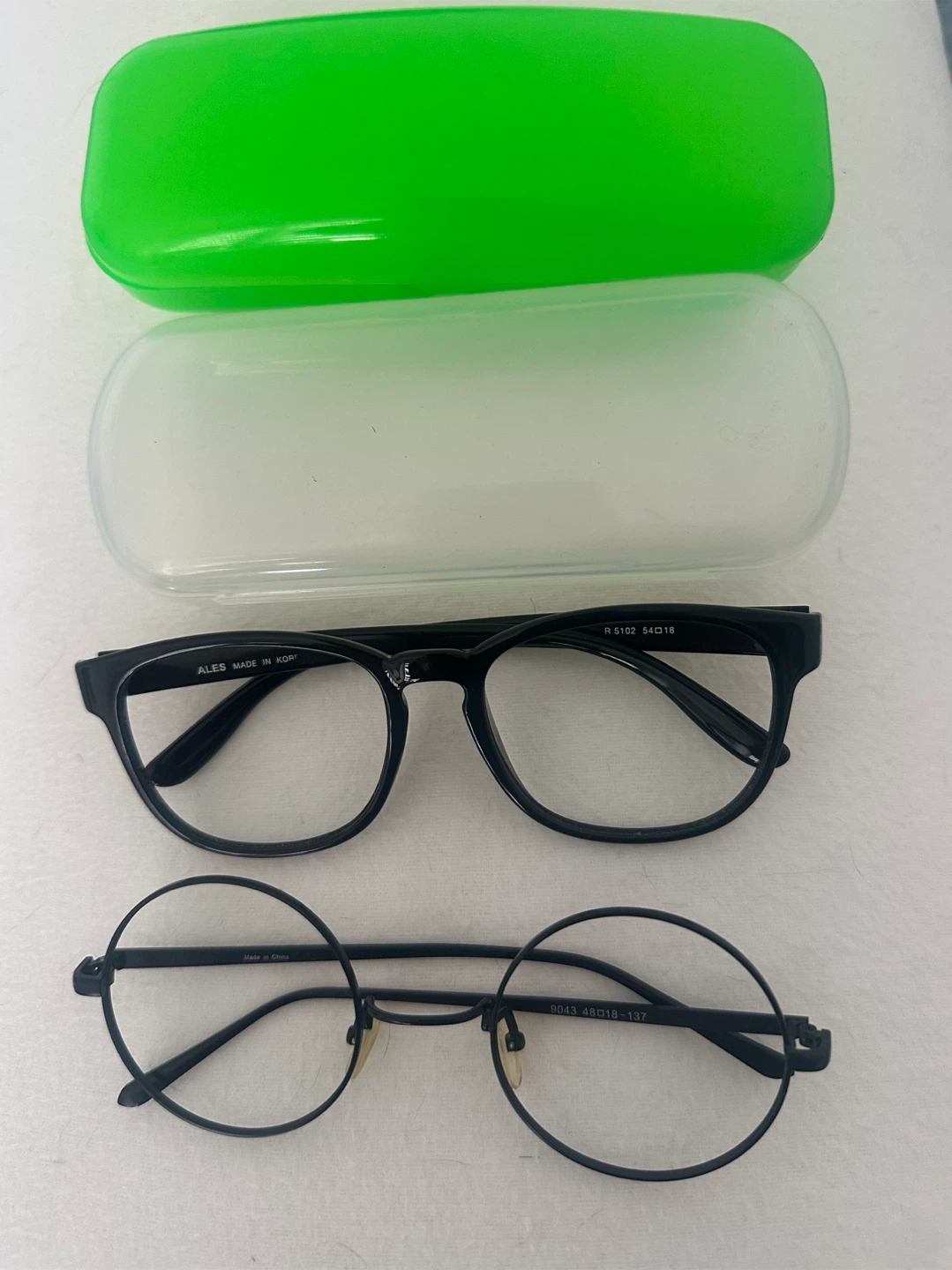 Black Round and Oval Glasses with Cases